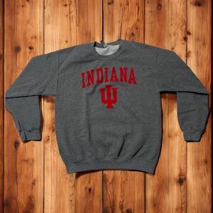 Y2K Indiana University Sweatshirt Men’s Medium Gray Pullover Hoosiers Crewneck